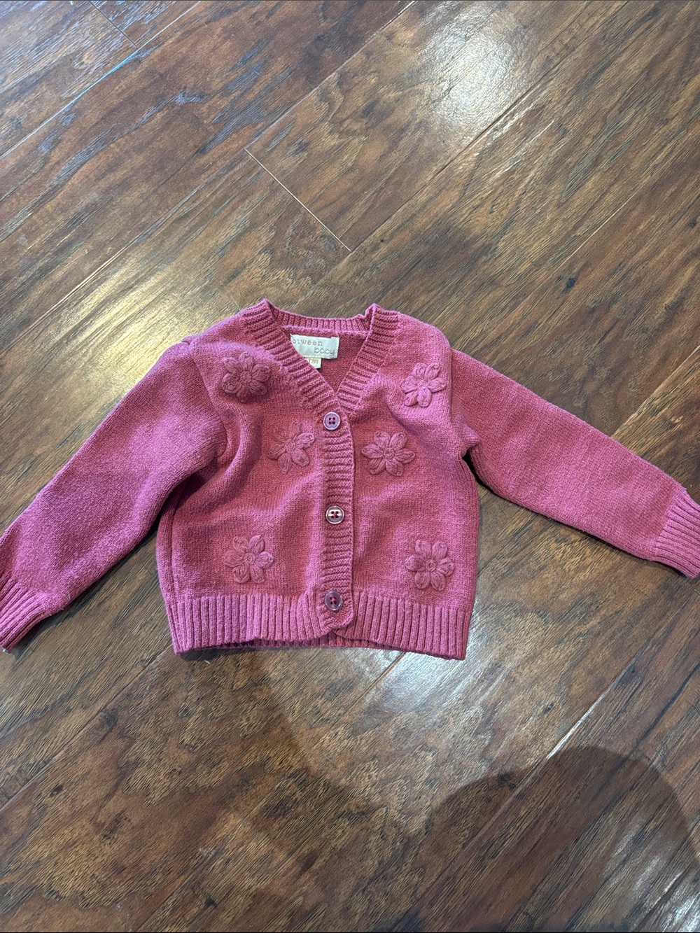 Children's Pink Flower Appliqué Cardigan